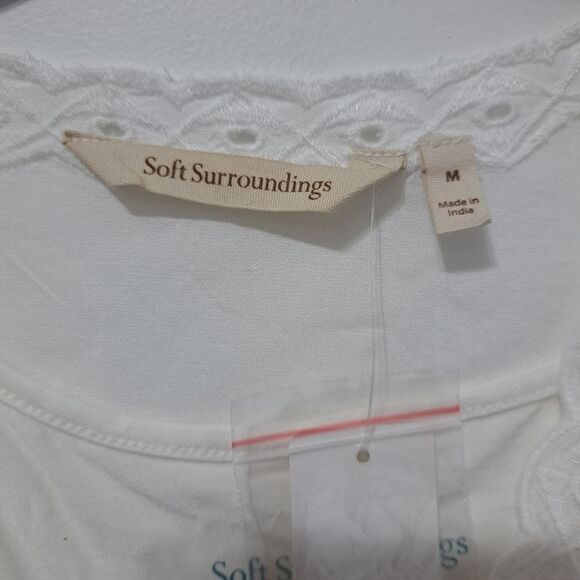 Soft Surroundings Icon Melissani Embroidered Boho Eyelet Tunic & Tank Med White - Picture 7 of 15